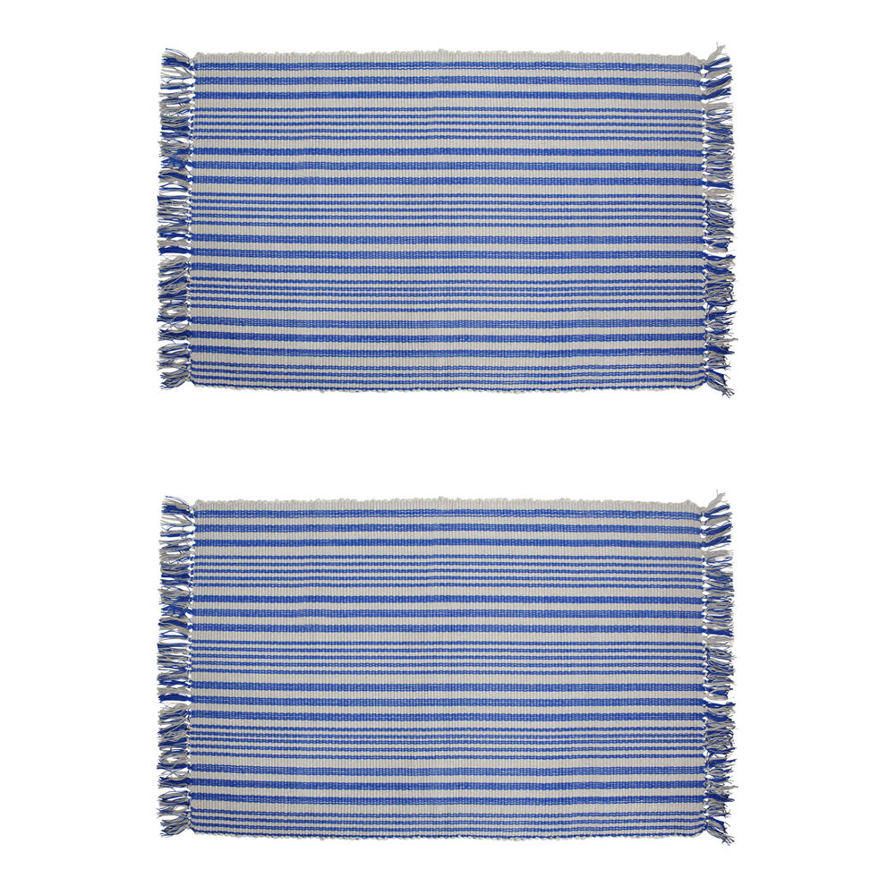 2PK LVD Thick Weaved Cotton Super-Absorbent Mat Floor Rug 60x90cm Marine