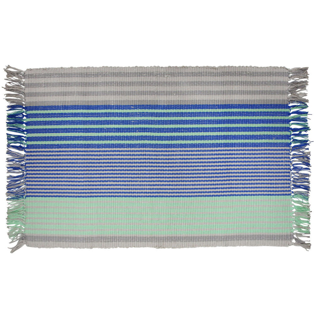 2PK LVD Thick Weaved Cotton Outdoor Mat Floor Rug 60x90cm Beachside Blue