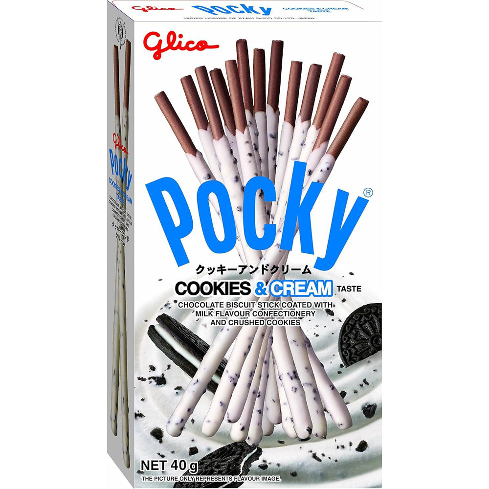 12PK Glico Pocky Cookies & Cream Sticks Japanese Sweet Biscuit Snack 40G