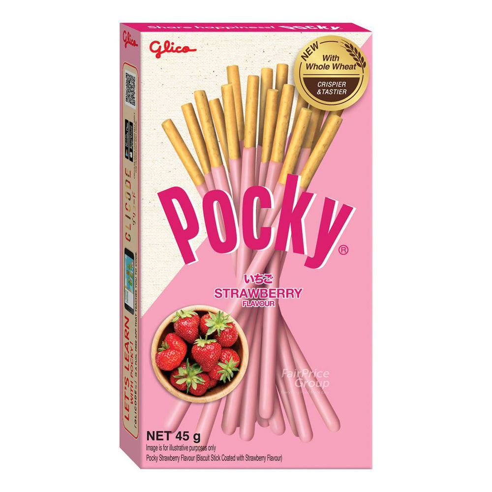 10PK Glico Pocky Strawberry Sticks Japanese Sweet Biscuit Snack 45G