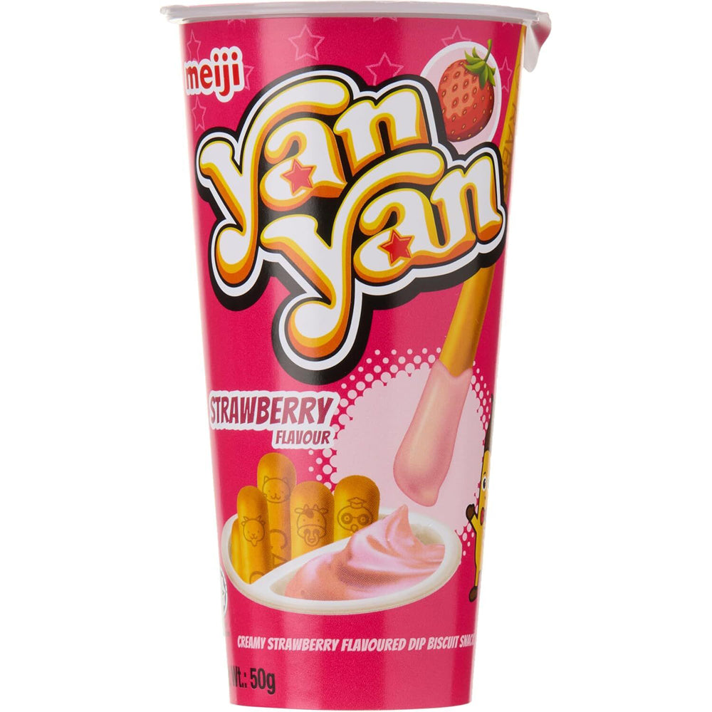 12PK Meiji Yan Yan Strawberry Japanese Sweet Biscuit Snack 50G