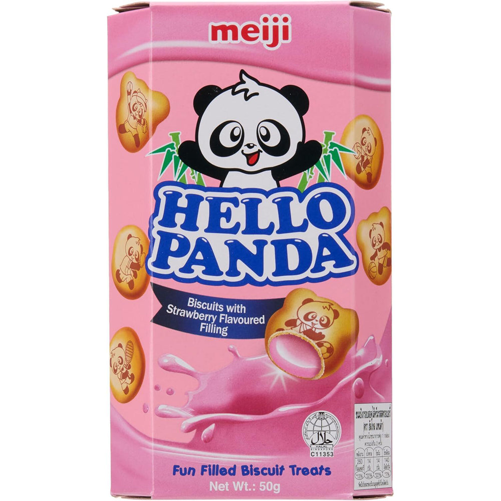 12PK Meiji Hello Panda Strawberry Japanese Sweet Biscuit Snack 50G