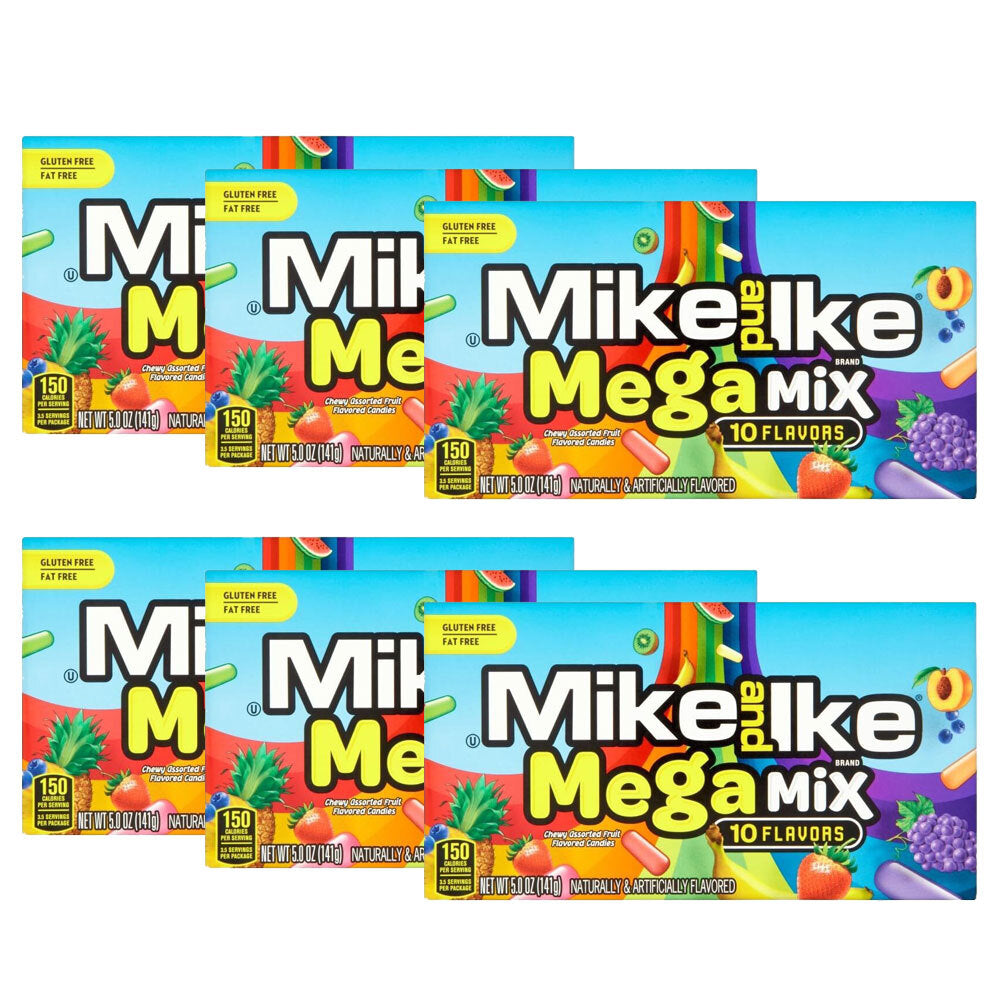 6PK Mike & Ike Mega Mix Candy Confectionery Lollies 120g