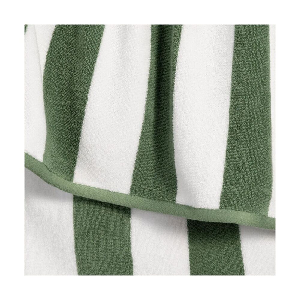 Canningvale Terry Pool/Beach Towel Cabana Stripe Olive Green 80x160cm