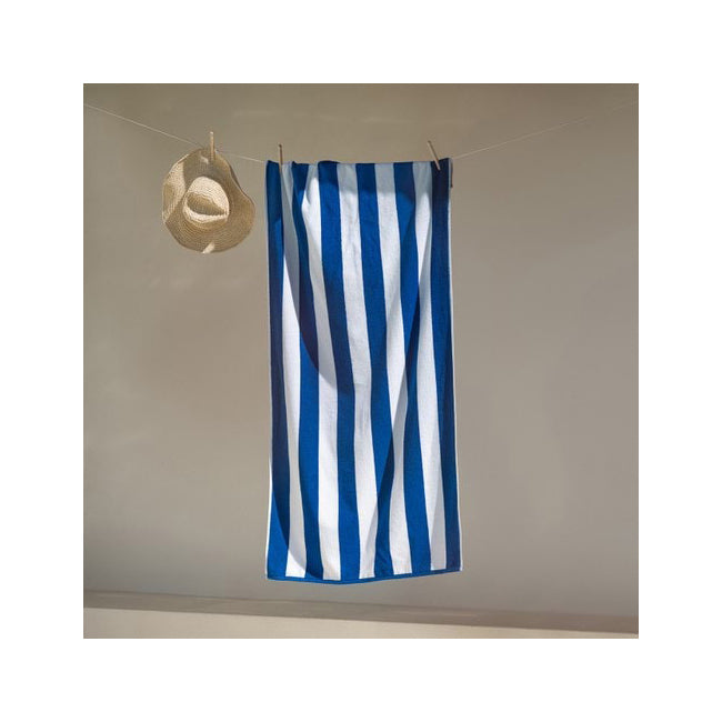 Canningvale Striped Cabana 160cm Cotton Terry Beach Towel - Royal