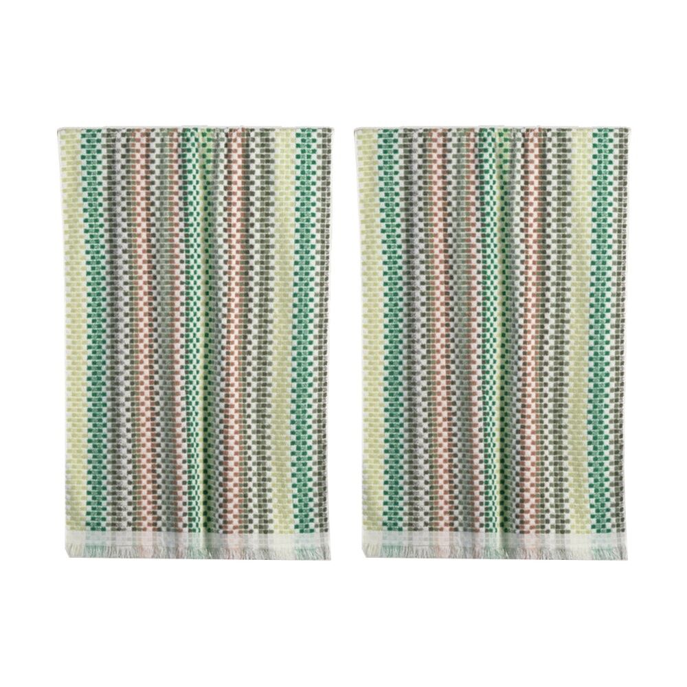 2PK Canningvale Positana Terry Beach Towel Checkers Olive Green 80x160cm