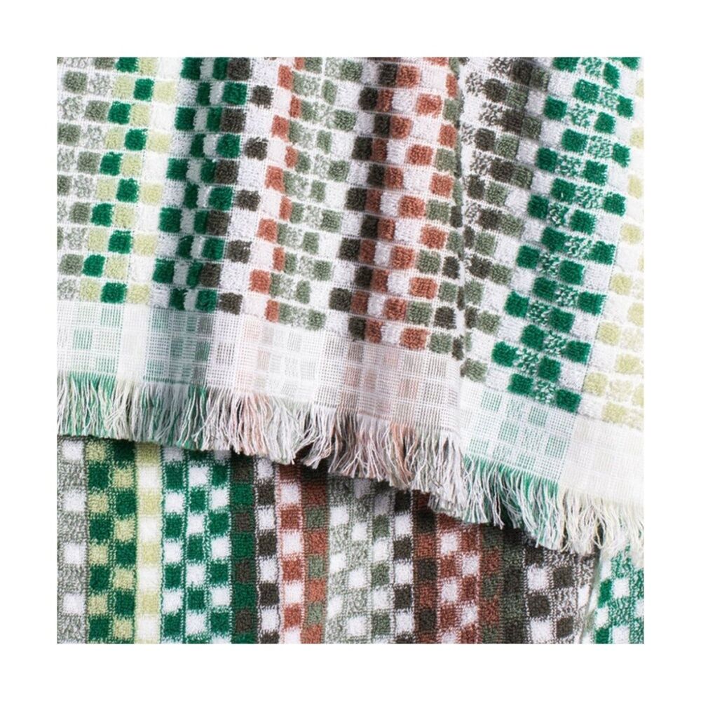 2PK Canningvale Positana Terry Beach Towel Checkers Olive Green 80x160cm