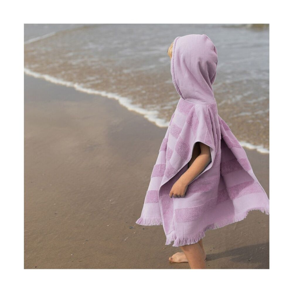 2PK Canningvale Capresi Kids Hooded Beach Towel Lilac Purple Stripe 3Y+