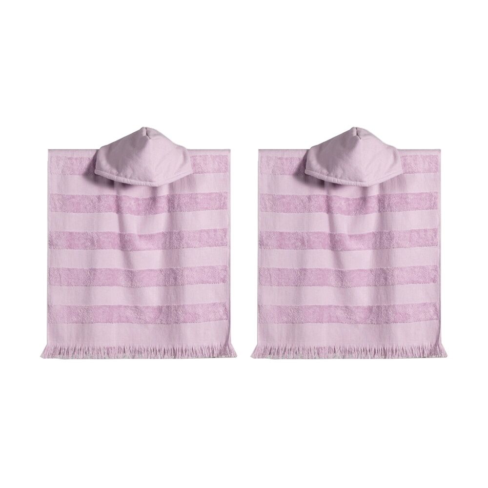 2PK Canningvale Capresi Kids Hooded Beach Towel Lilac Purple Stripe 3Y+