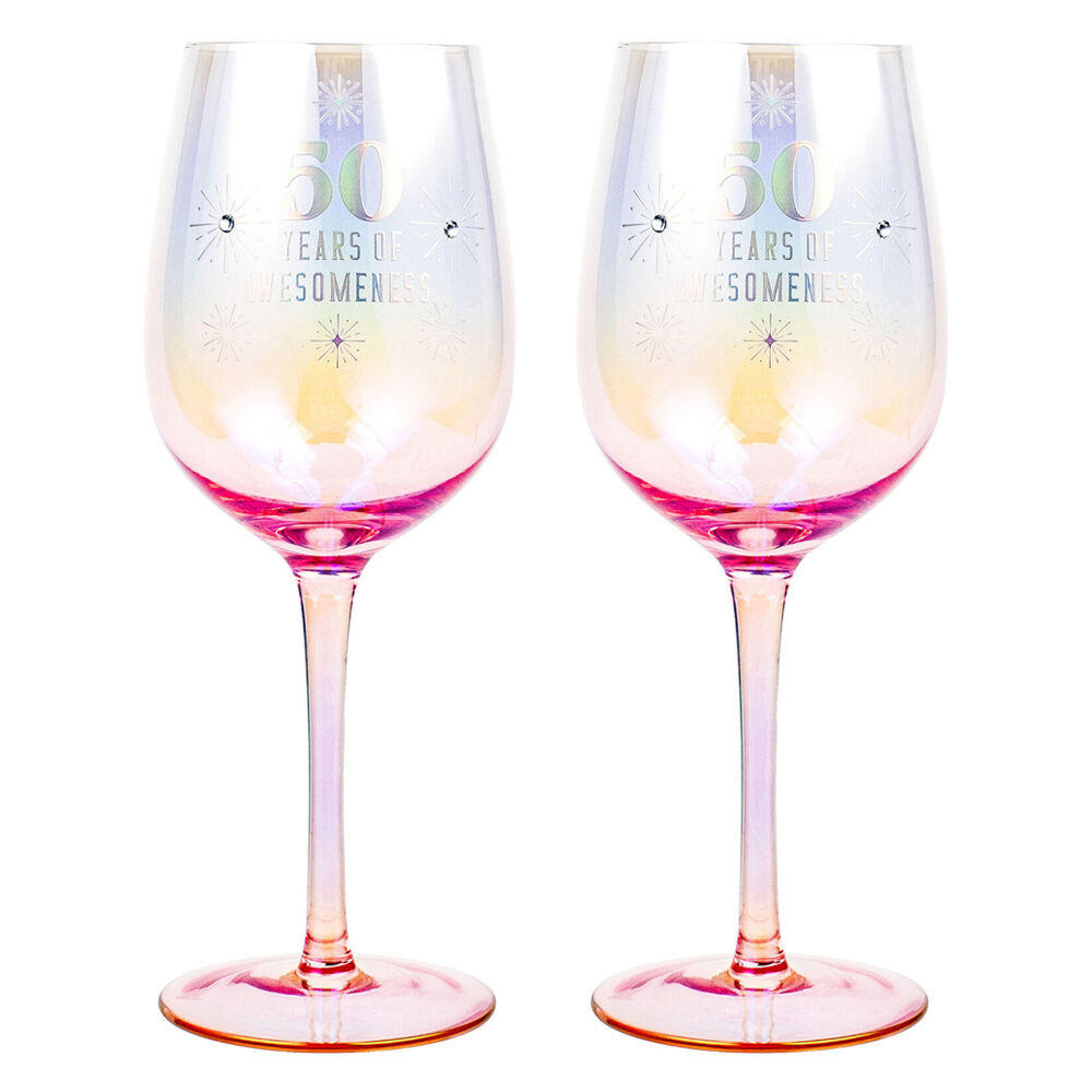2PK LMD 50th Holographic 430ml Stemmed Red Wine Glass Drinkware