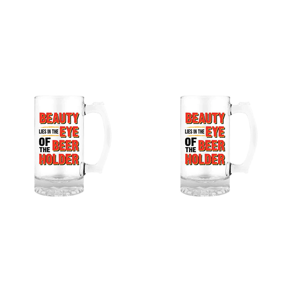 2PK Beauty Is In The 490ml/18cm Beer/Cider Drinking Glass w/ Handle