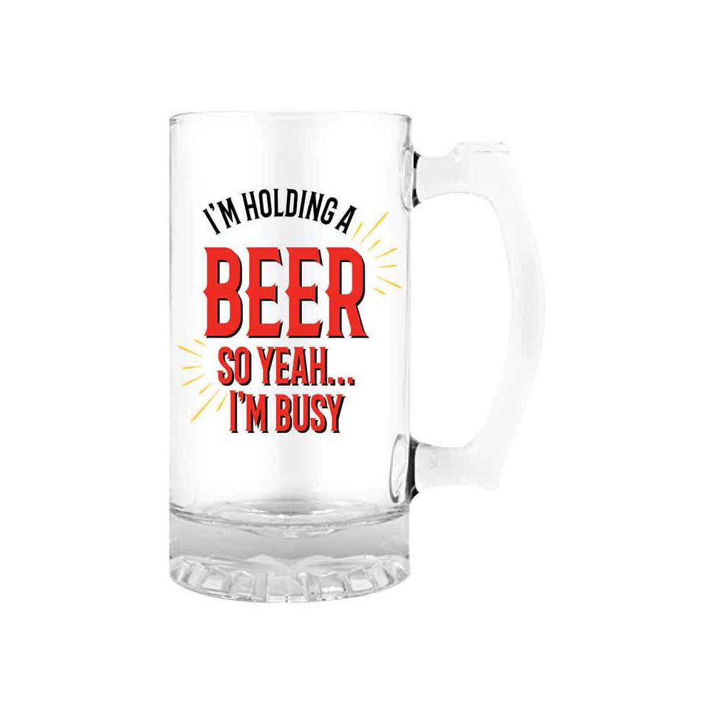 Im Holding A Beer 490ml/18cm Beer/Cider Drinking Glass w/ Handle