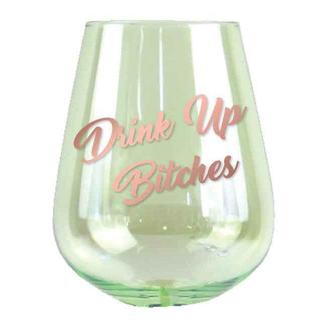 2pc Drink Up B*itches 13cm/600ml Stemless Glass Wine Drinking Set
