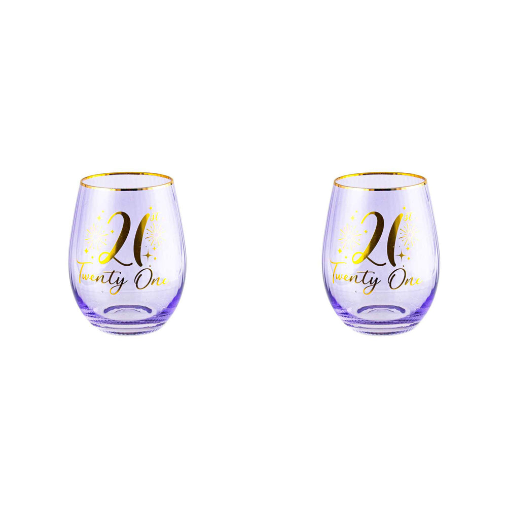 2PK 21st Fluted Stemless Glassware/Home Decoration 600ml/13cm