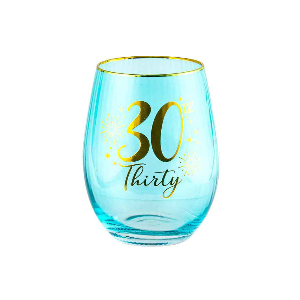 2PK 30th Fluted Stemless Glassware/Home Decoration 600ml/13cm