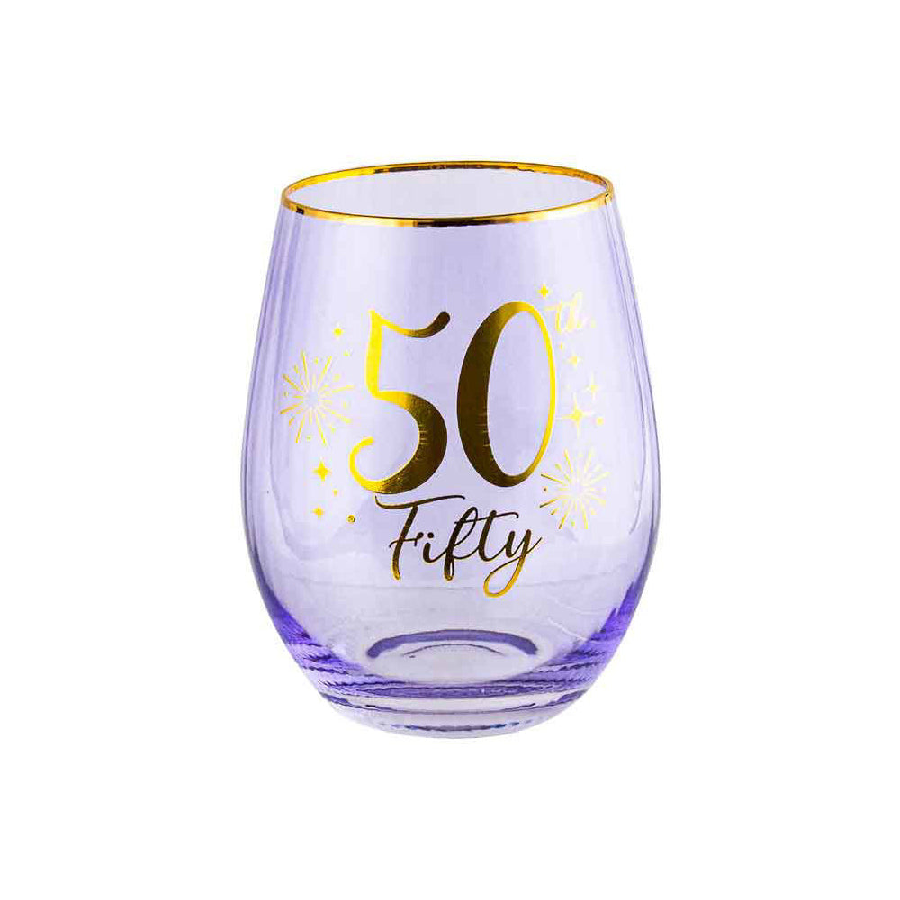 2PK 50th Fluted Stemless Glassware/Home Decoration 600ml/13cm