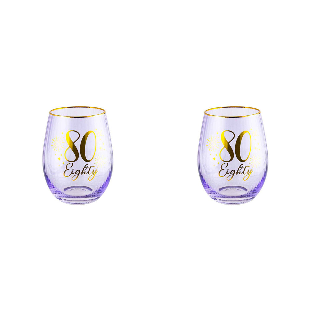 2PK 80th Fluted Stemless Glassware/Home Decoration 600ml/13cm