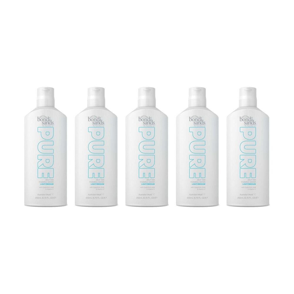 5PK Bondi Sands Pure Self Tanning Water 200ml Light To Medium For Sensitive