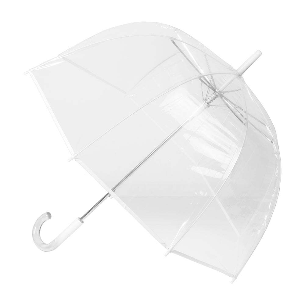 Bobbie J Clear POE Auto Open Dome Shape w/ White Trims Umbrella