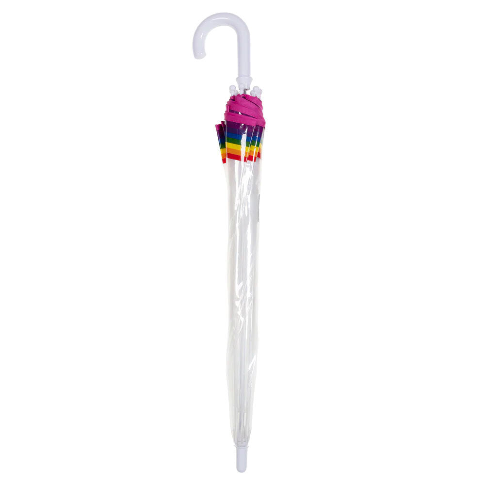 Bobbie J Clear Kids Rainbow Trim Rain/Wind Umbrella 3+