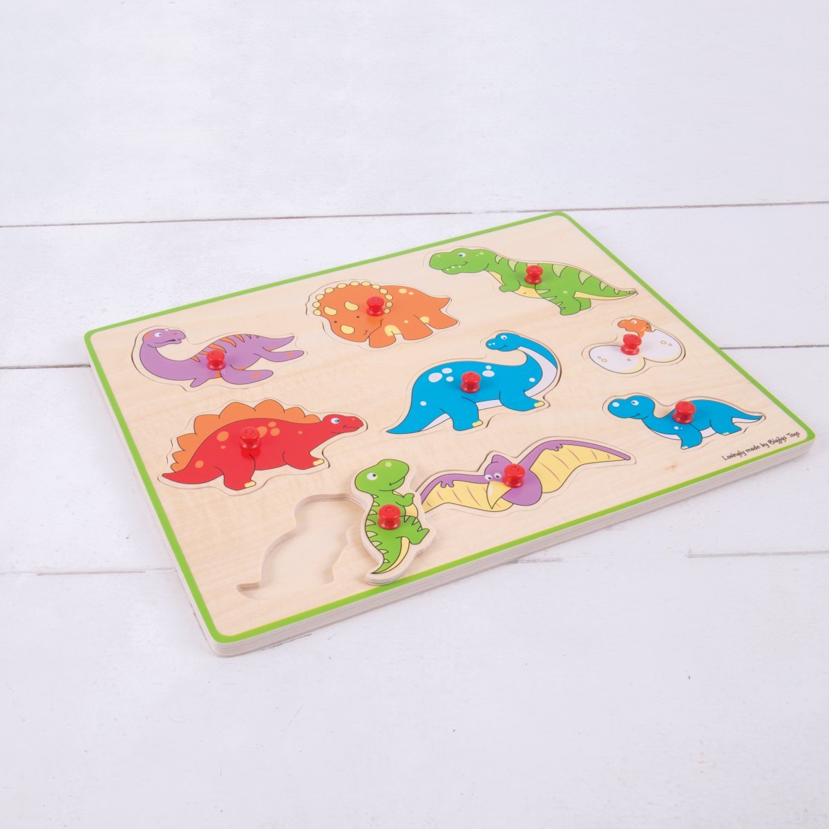 9pc Bigjigs Toys 30cm Lift Out Puzzle Dinosaurs Kids Wooden Toy 3y+