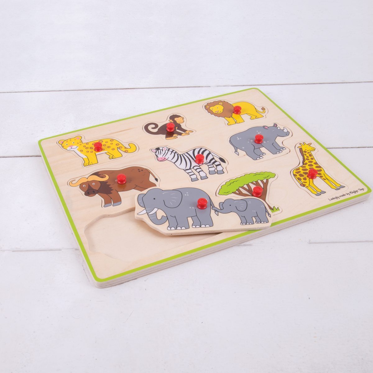 2x 9pc Bigjigs Toys 30cm Safari & Dinosaurs Lift Out Puzzle Toy Set 3y+