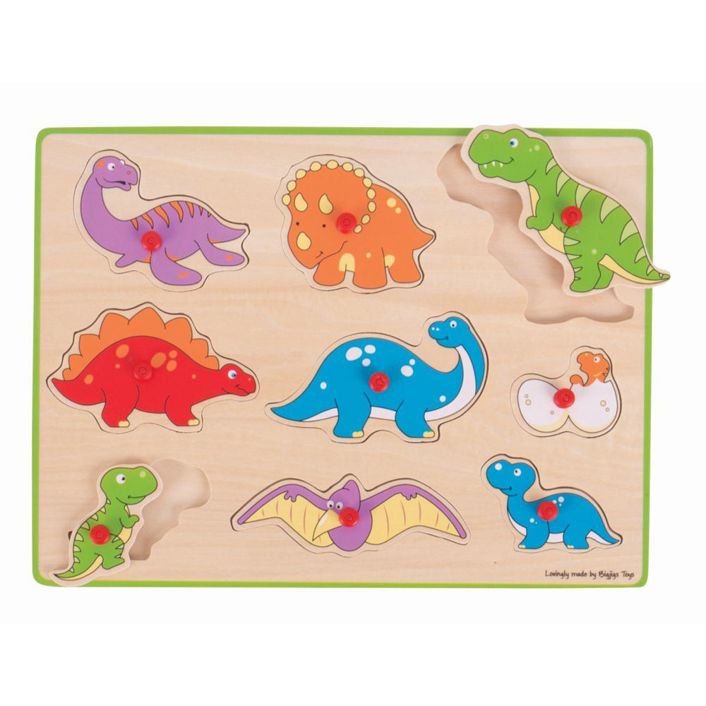 2x 9pc Bigjigs Toys 30cm Safari & Dinosaurs Lift Out Puzzle Toy Set 3y+