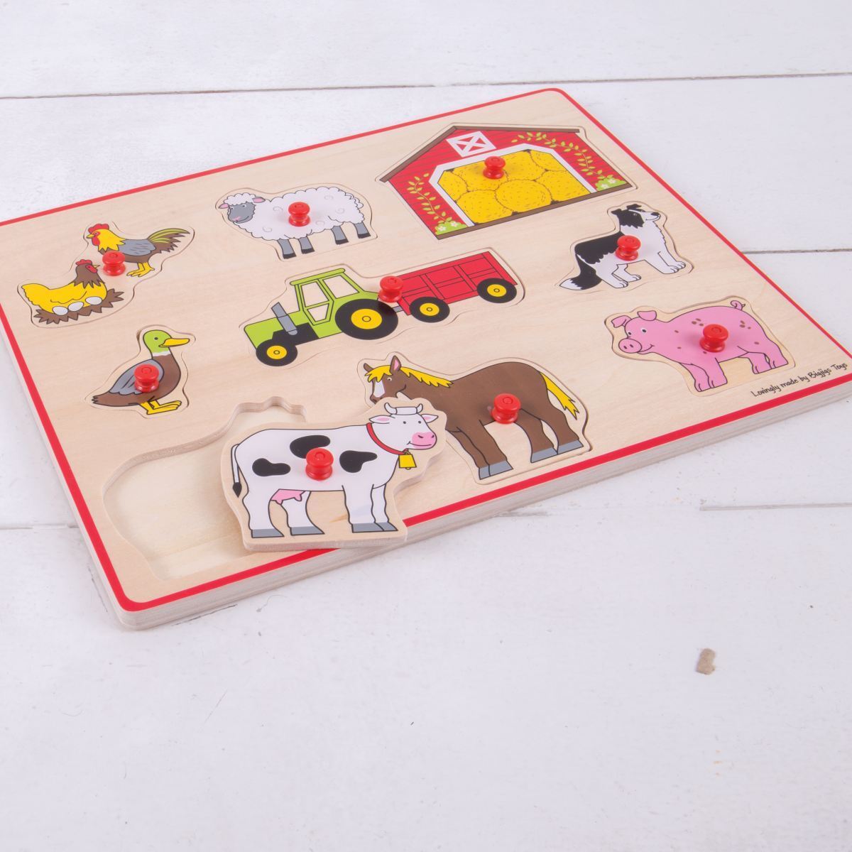 2x Bigjigs Toys 30cm Farm & Transport Lift Out Puzzle Toy Set 3y+
