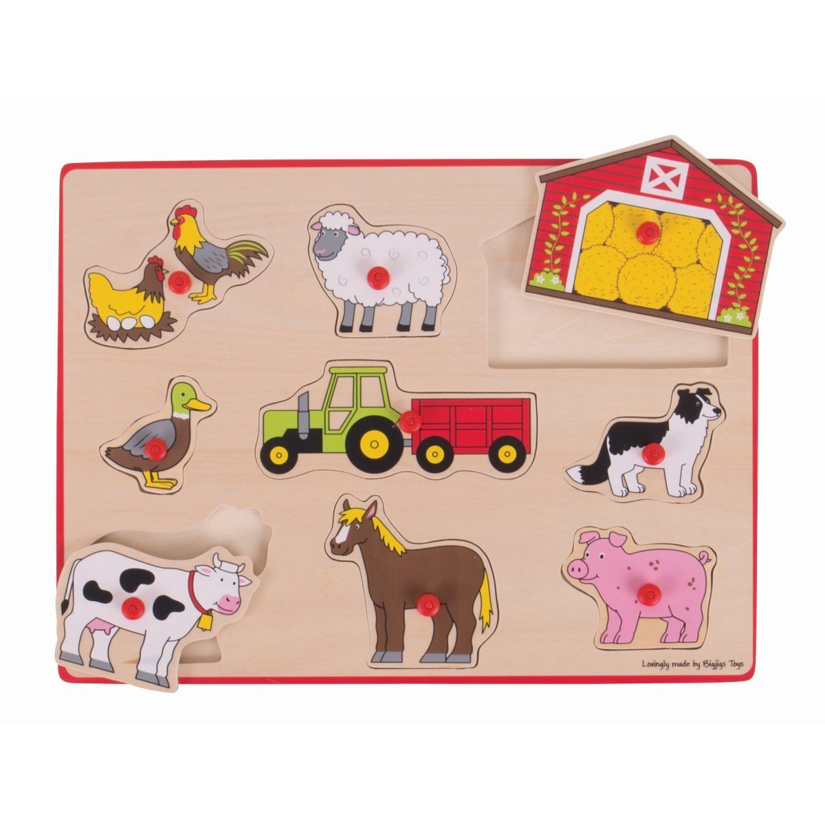2x Bigjigs Toys 30cm Farm & Transport Lift Out Puzzle Toy Set 3y+