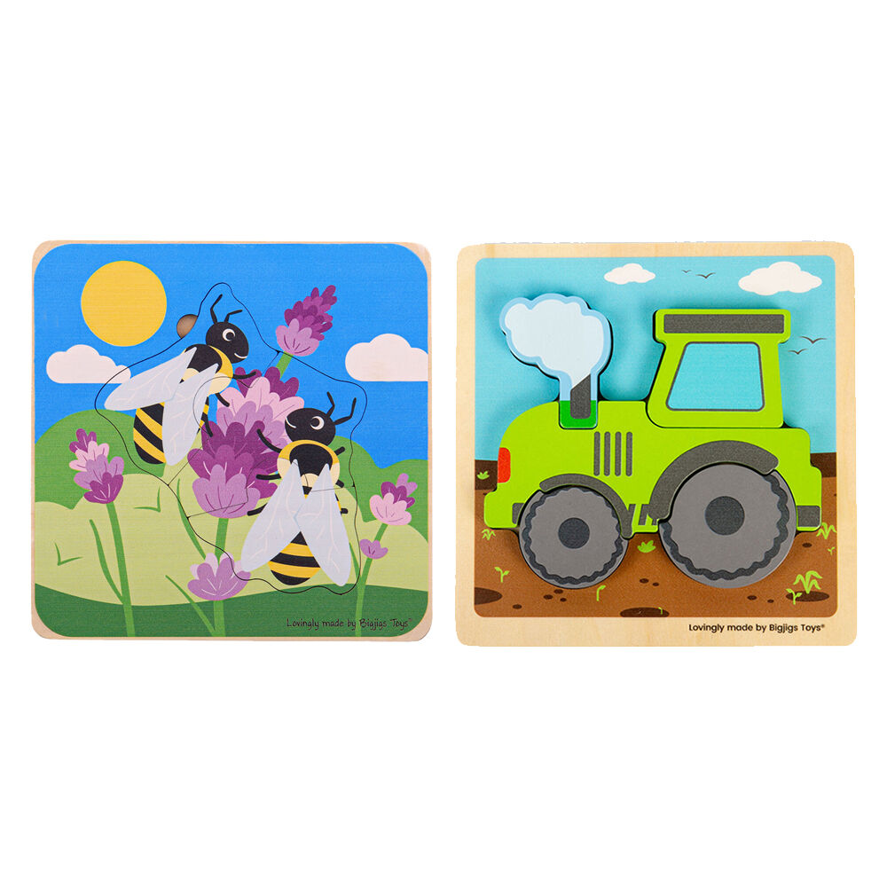 Bigjigs Toys Lifecycle Layer Honeybee/Chunky Lift Out Puzzle Combo Set 18m+/10m+