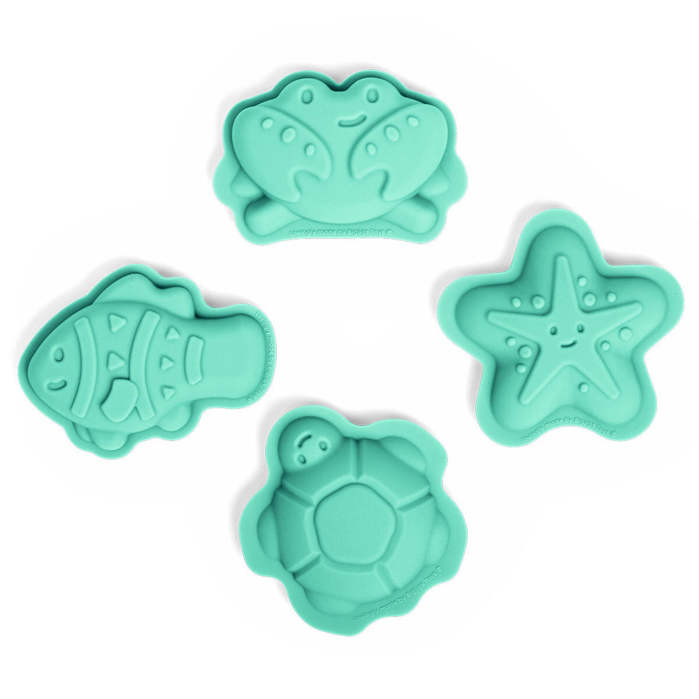 2x 4pc Bigjigs Toys Sand Mould Set Kids Toy Eggshell Green 18m+