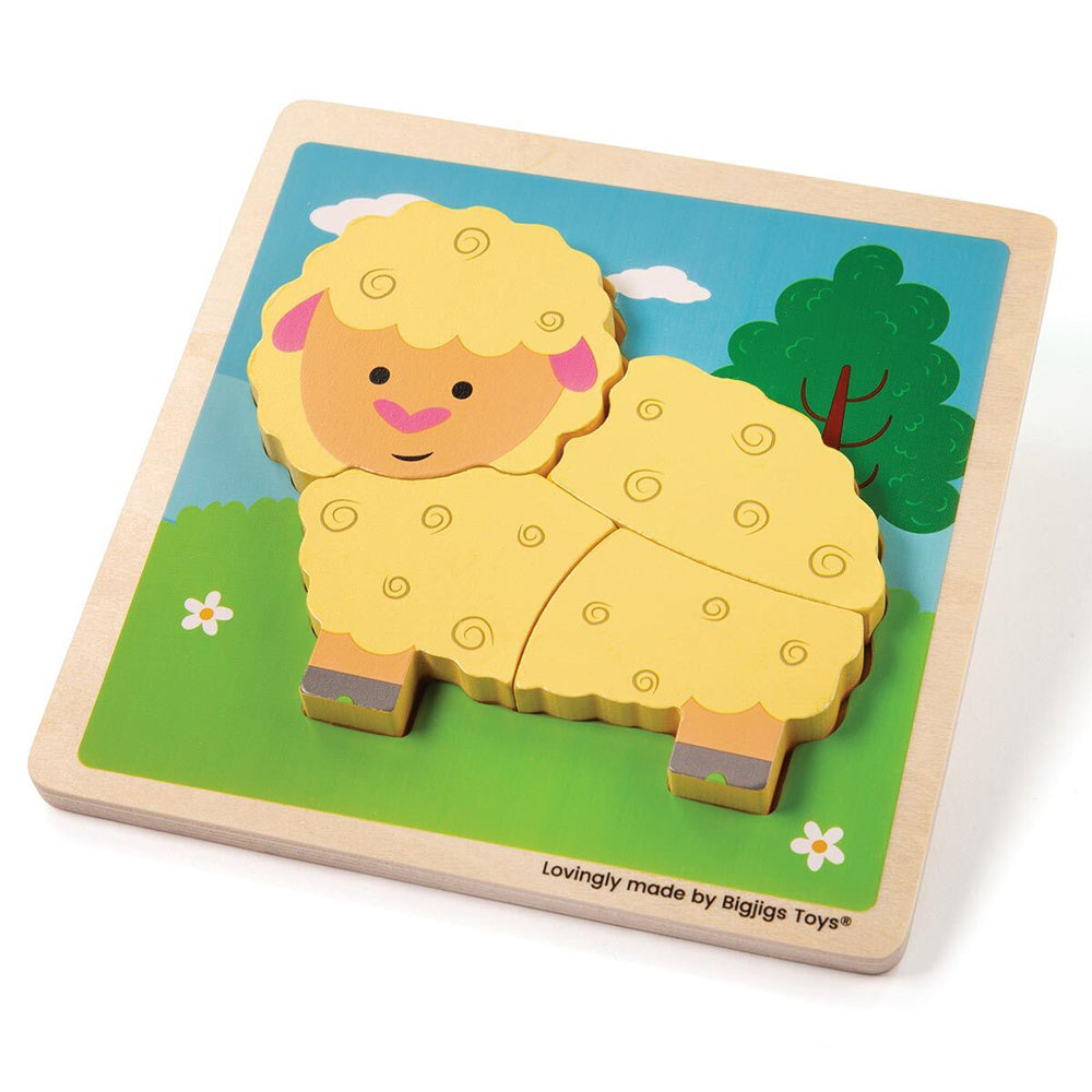 2x 4pc Bigjigs Toys 15cm Pig & Sheep Lift Out Puzzle Toy Set 10m+
