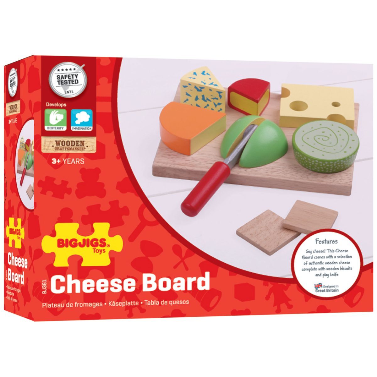 11pc Bigjigs Toys Wooden Cheese Board Set Kids Pretend Play 18m+