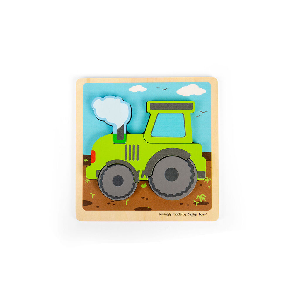 Bigjigs Toys Wood Chunky Lift Out Tractor Kids Puzzles Toys 30x22.5cm 10m+