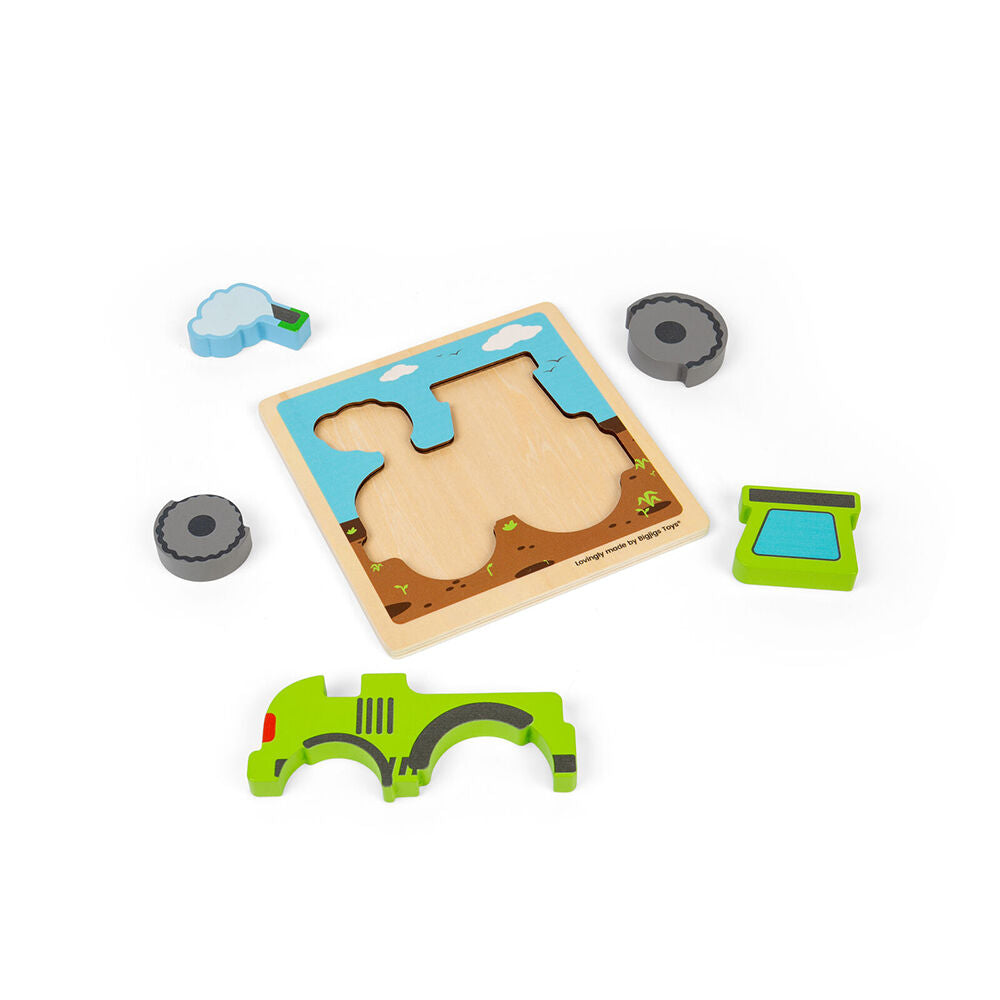 Bigjigs Toys Wood Chunky Lift Out Tractor Kids Puzzles Toys 30x22.5cm 10m+
