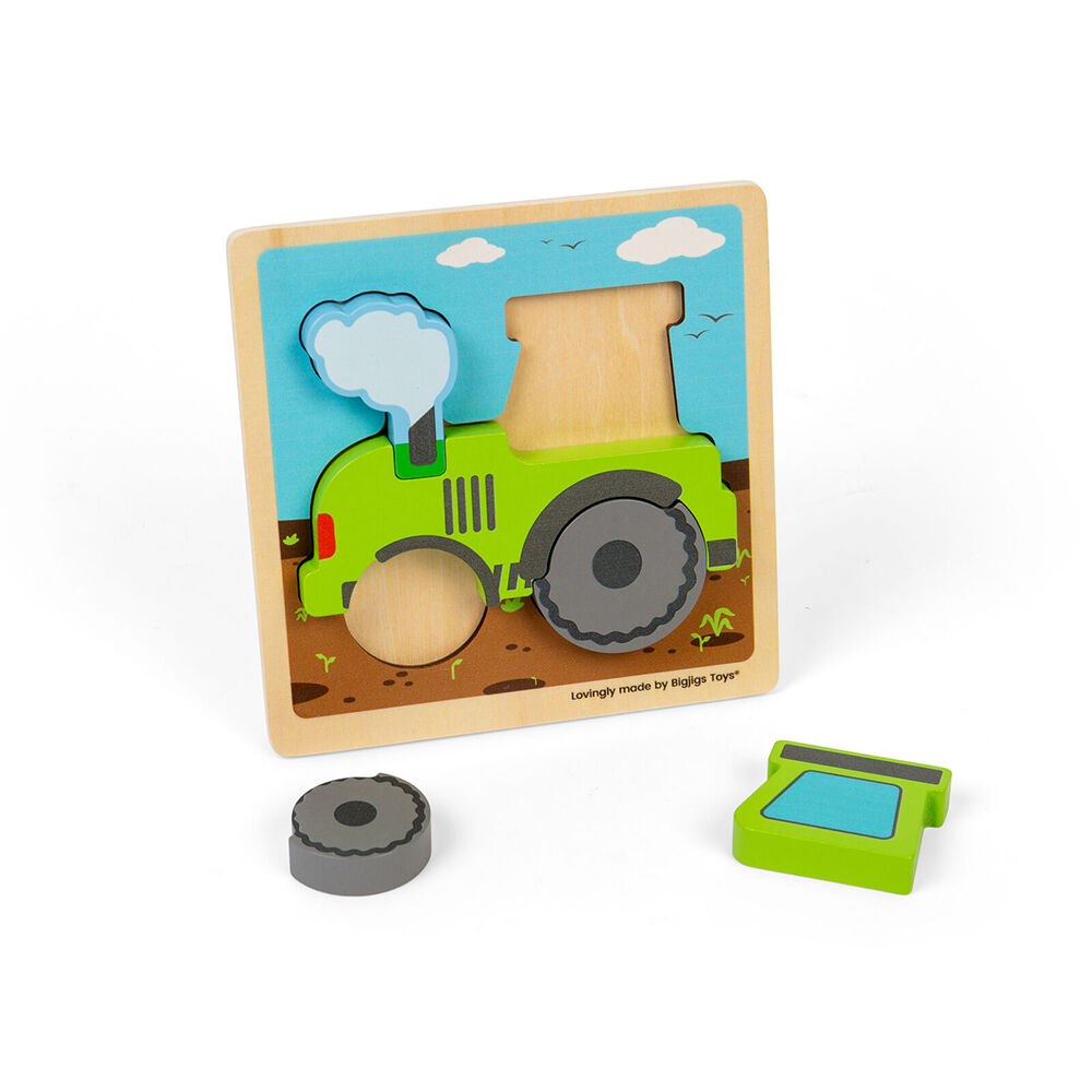 Bigjigs Toys Wood Chunky Lift Out Tractor Kids Puzzles Toys 30x22.5cm 10m+