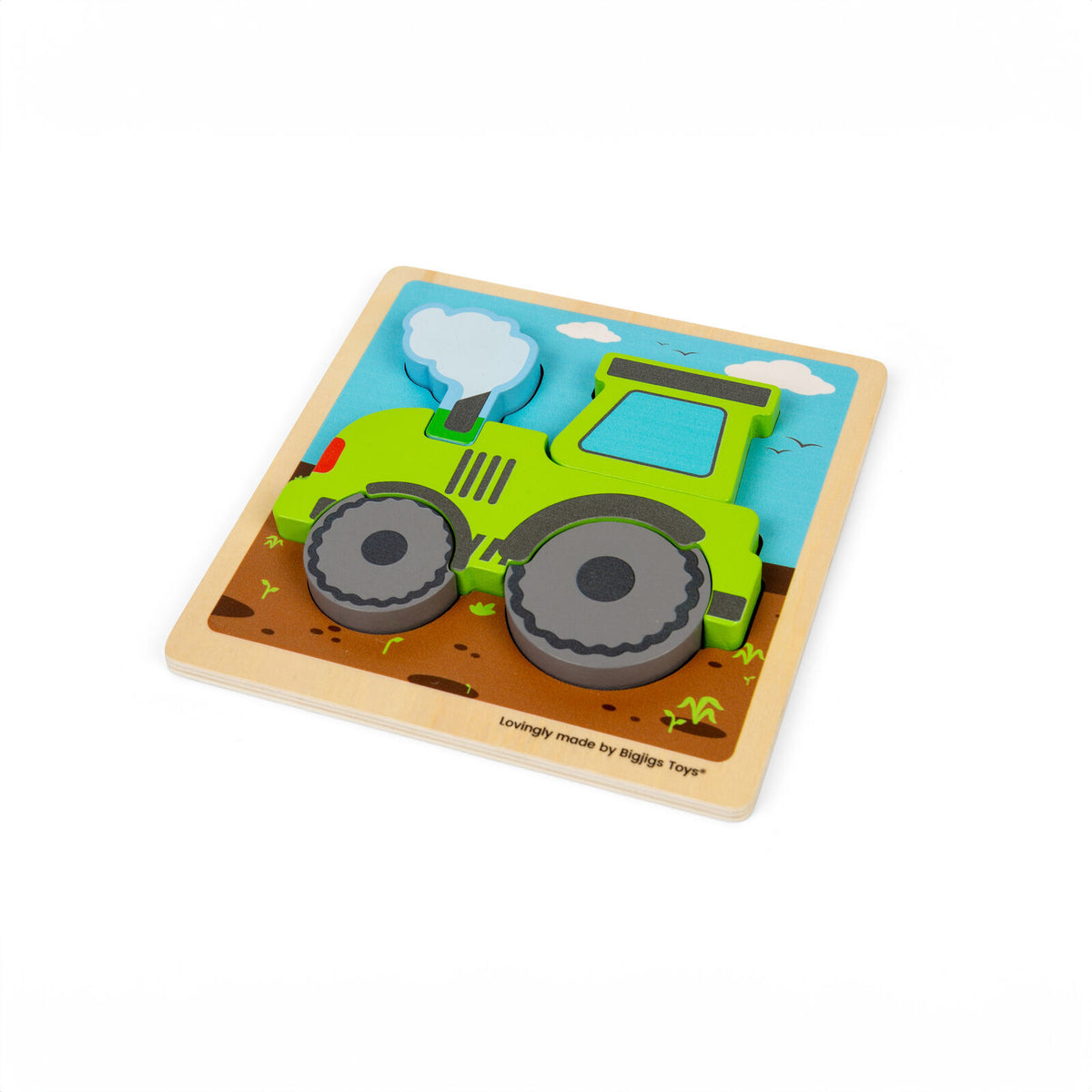 2PK Bigjigs Toys Wood Chunky Lift Out Tractor Kids Puzzles Toys 30x22.5cm 10m+