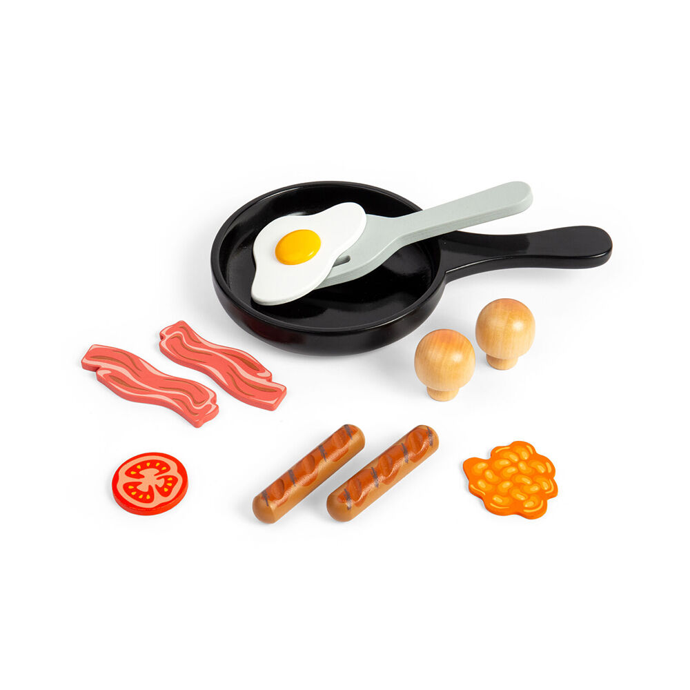 Bigjigs Toys Wood Breakfast Fry Up Kids Pretend Play Toys 25x14.8cm 18m+