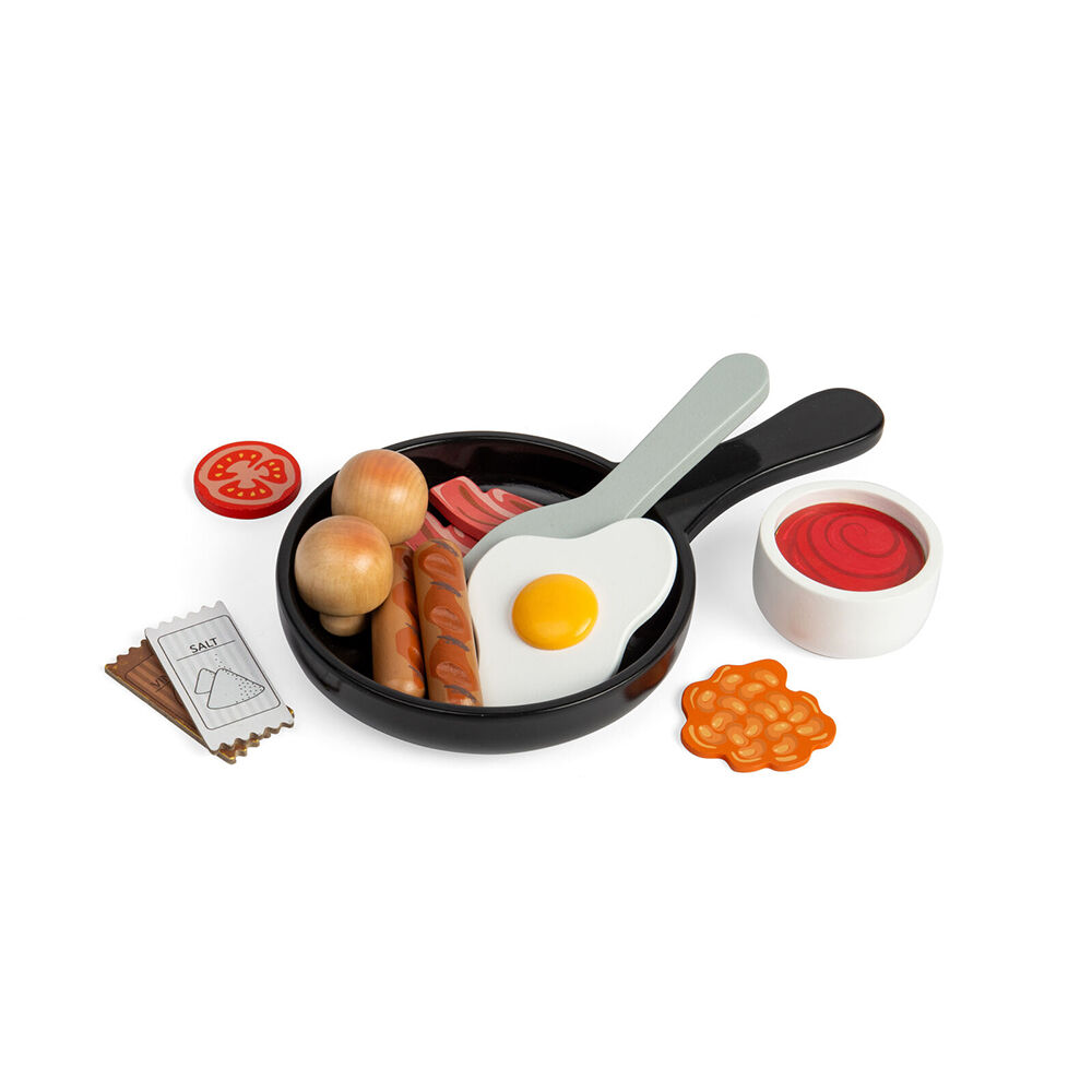 Bigjigs Toys Wood Breakfast Fry Up Kids Pretend Play Toys 25x14.8cm 18m+