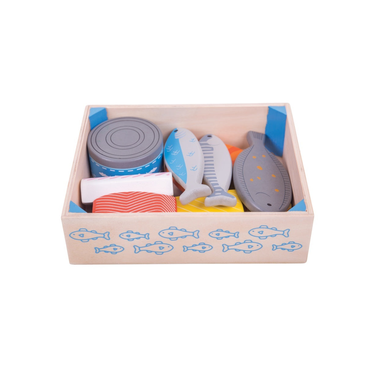 Bigjigs Toys Wooden Fish Crate Kids Pretend Play Toy 18m+