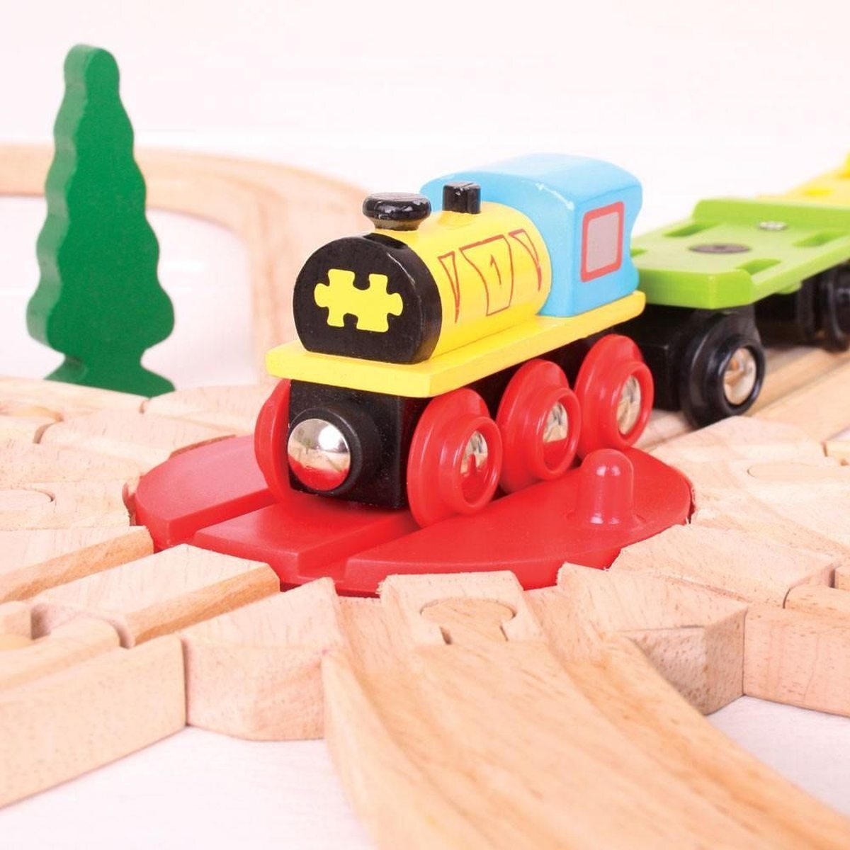 2PK Bigjigs Rail 8-Way Turntable 14.5cm Railway Track Kids Wooden Toy 3y+