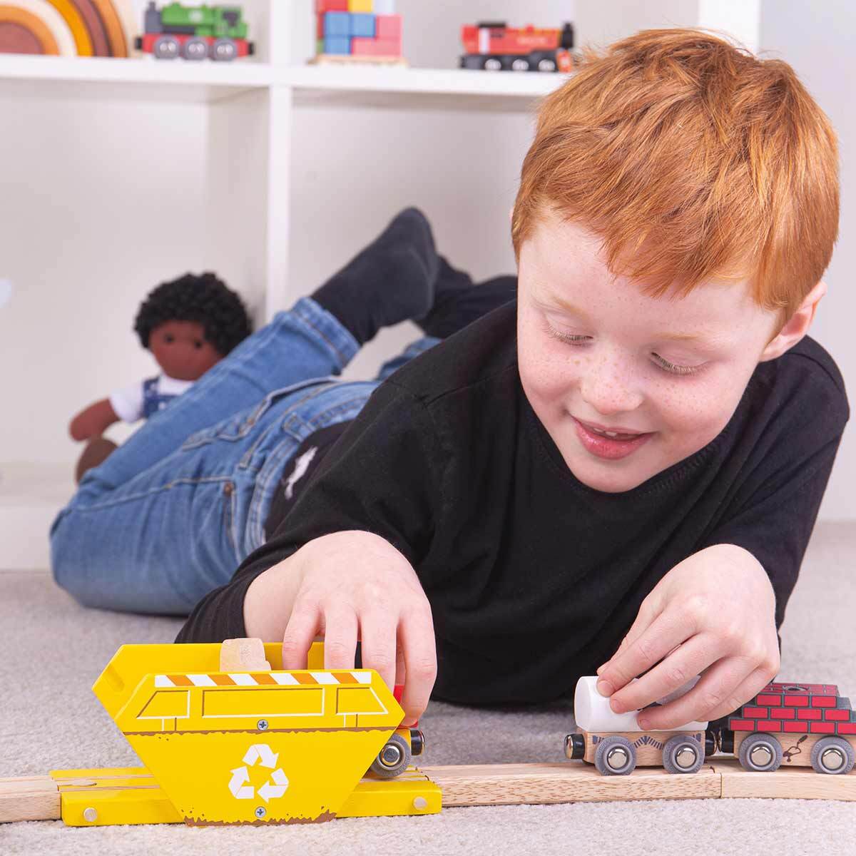 Bigjigs Rail 13cm Recycling Skip Kids Wooden Toy Railway Accessory 3y+