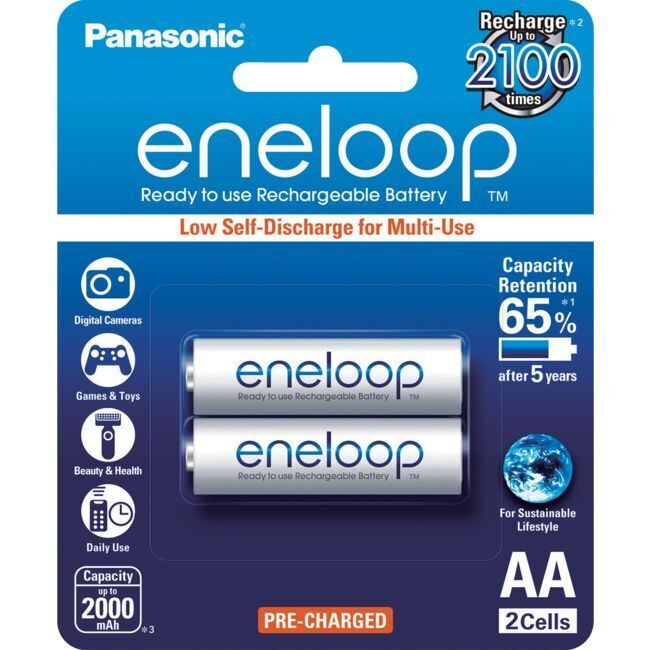 2 PACK AA ENELOOP BATTERIES