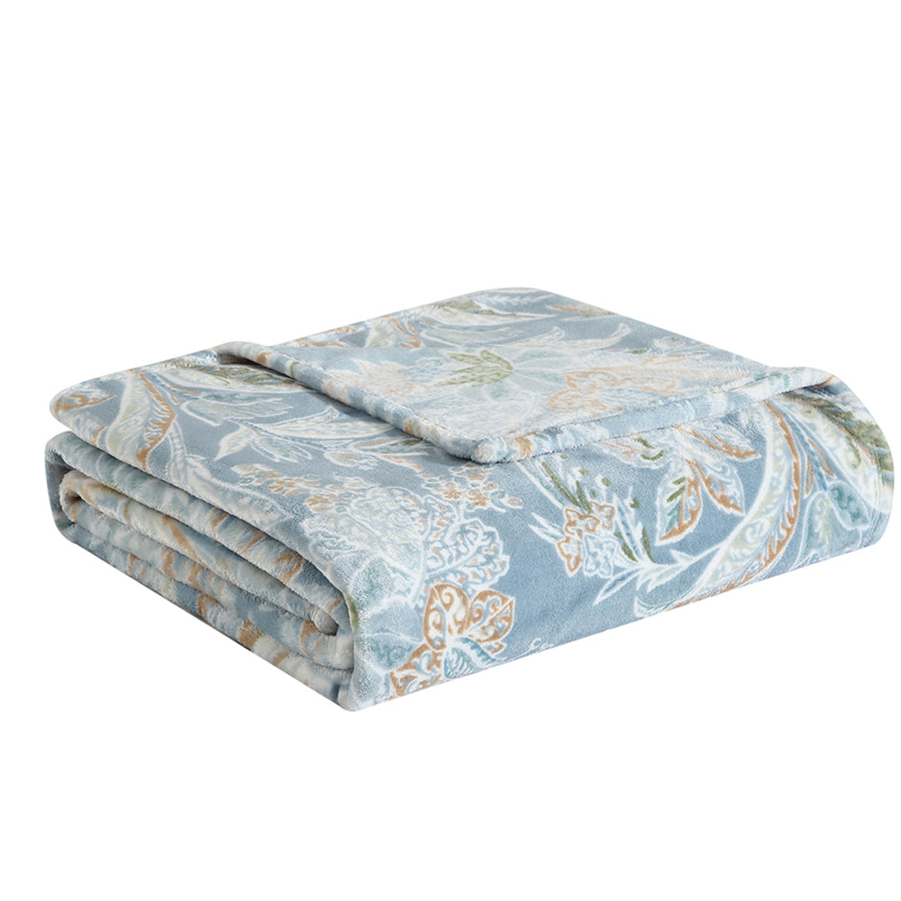 Tommy Bahama Tiki Bay Single/Double Size Blanket Bedding Silver Blue