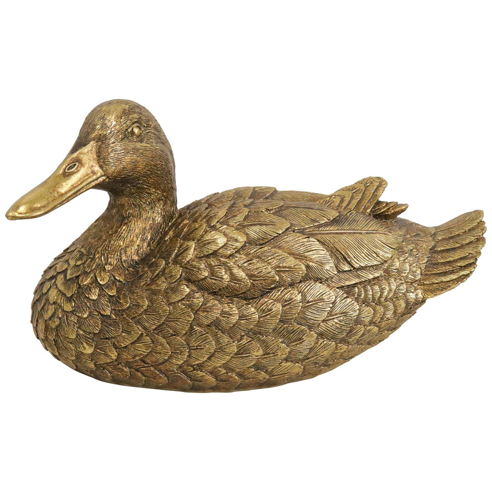 2PK LVD Resin Duck Sculpture Home/Lounge Decor 20cm Antique Gold