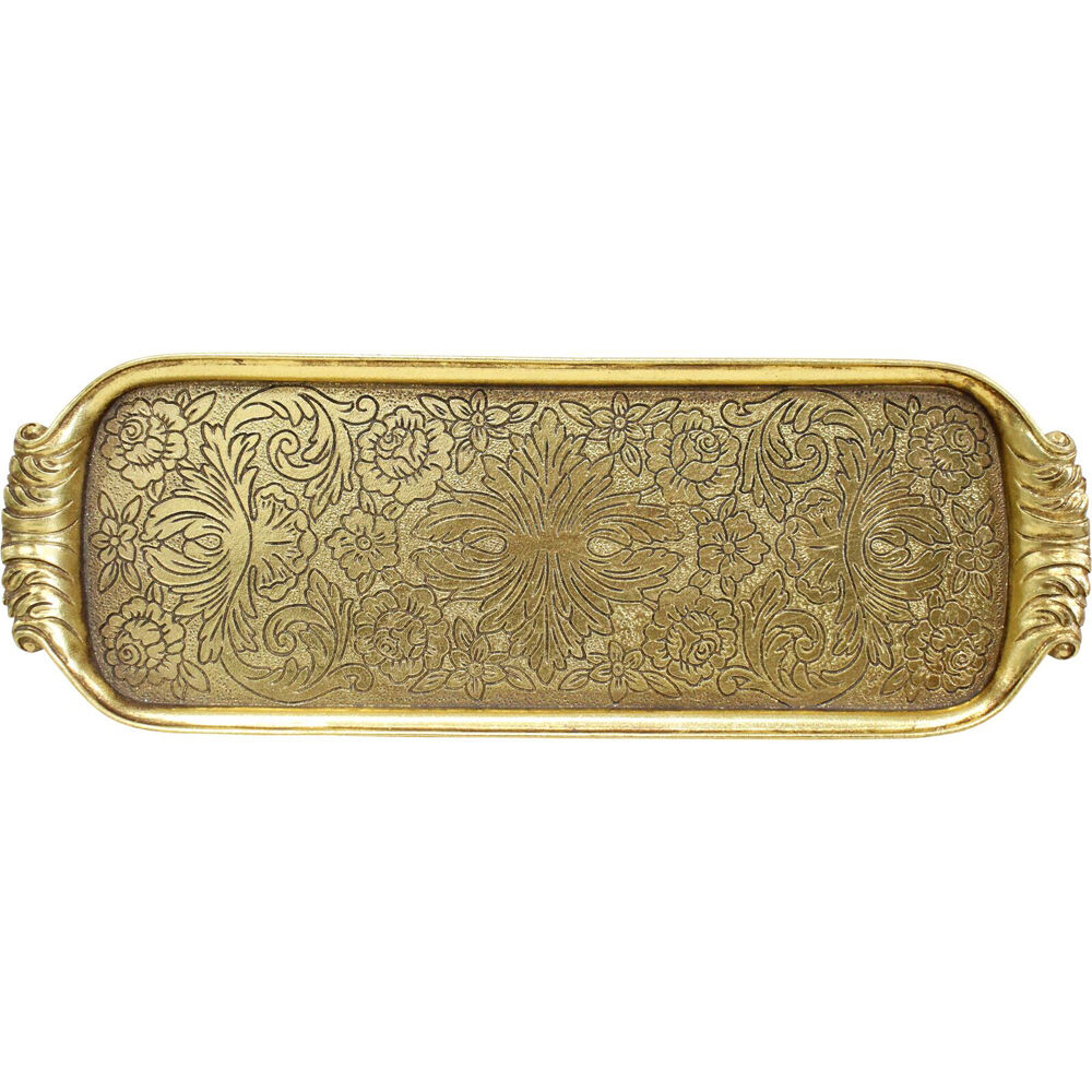 LVD Resin Mediterranean Etched Trinket Tray Display Dish 30.5x10.5cm Gold