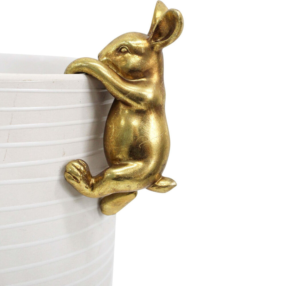 LVD Textured Resin Planter Pot Sitter Accessory Rabbit 4x10cm Gold
