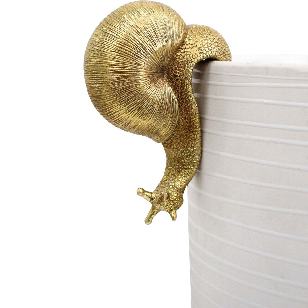 LVD Textured Resin Planter Pot Sitter Accessory Snail 3.5x10cm Gold