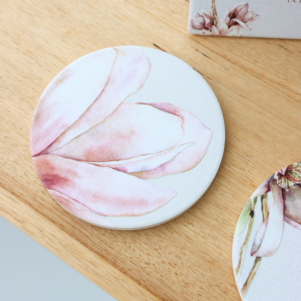 6PK Splosh Blossom Floral 10cm Ceramic Coaster Drink Mat Round