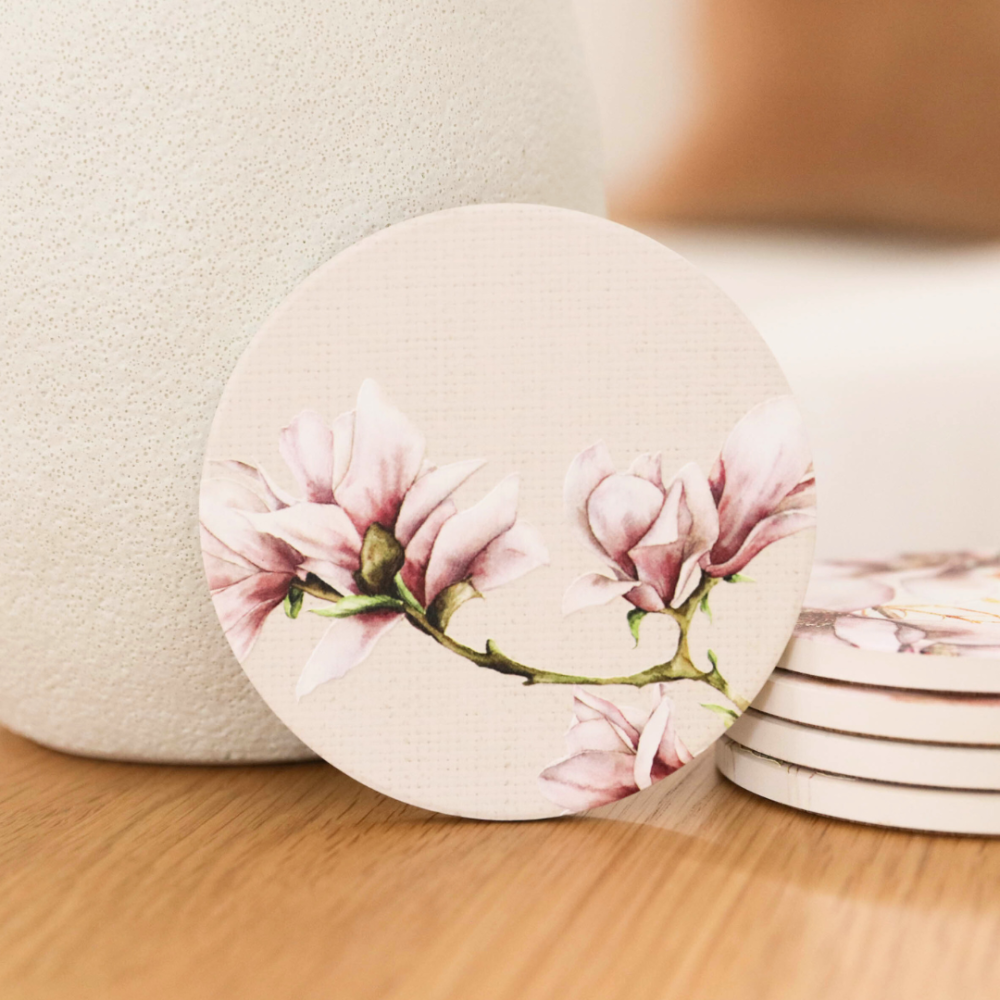 6PK Splosh Blossom 10cm Ceramic Coaster Drink Mat Round